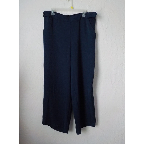 IN Studio Blue Casual Pants Women 1X Elastic High Waist Pockets Flat Front Light - Picture 1 of 9